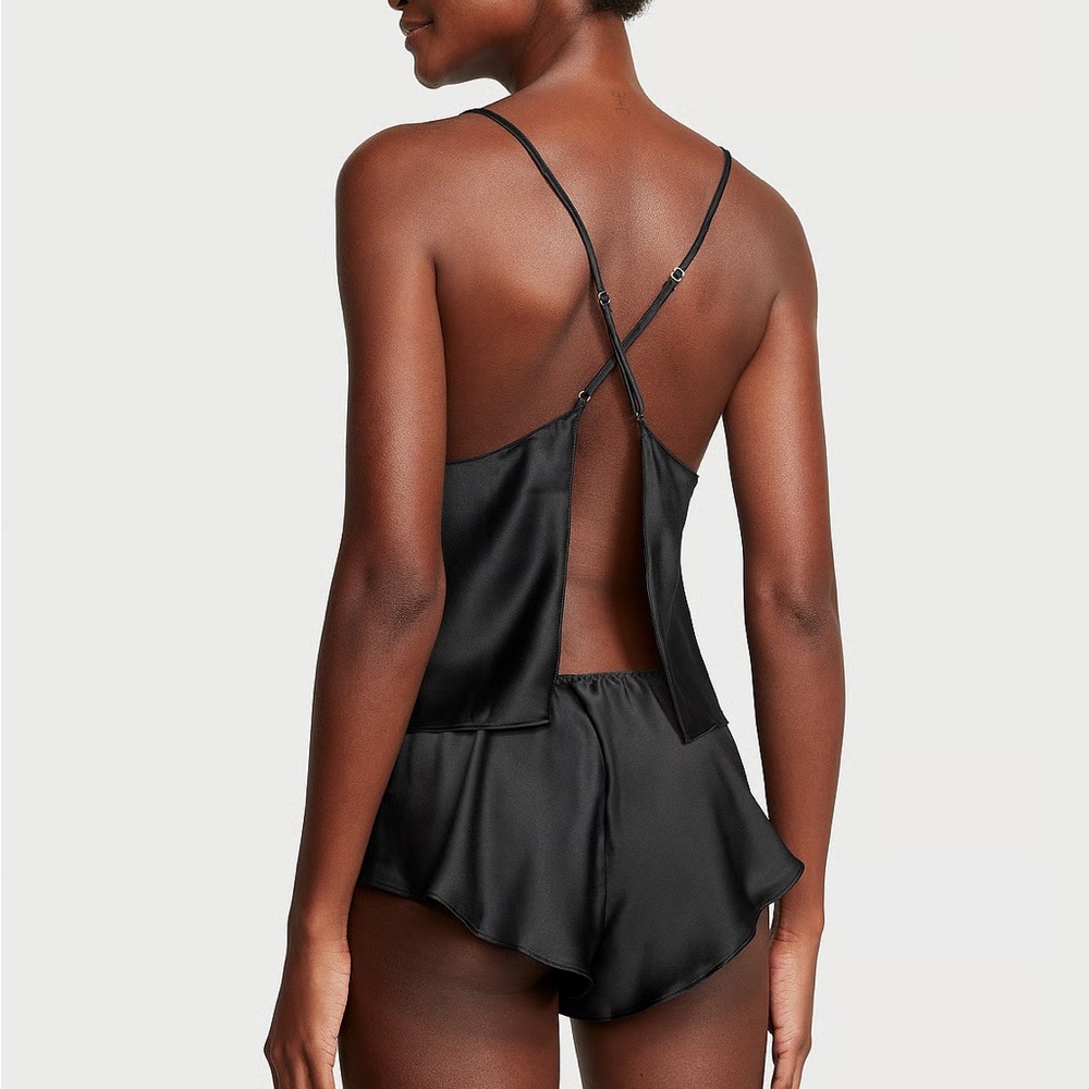 satin open back cami set